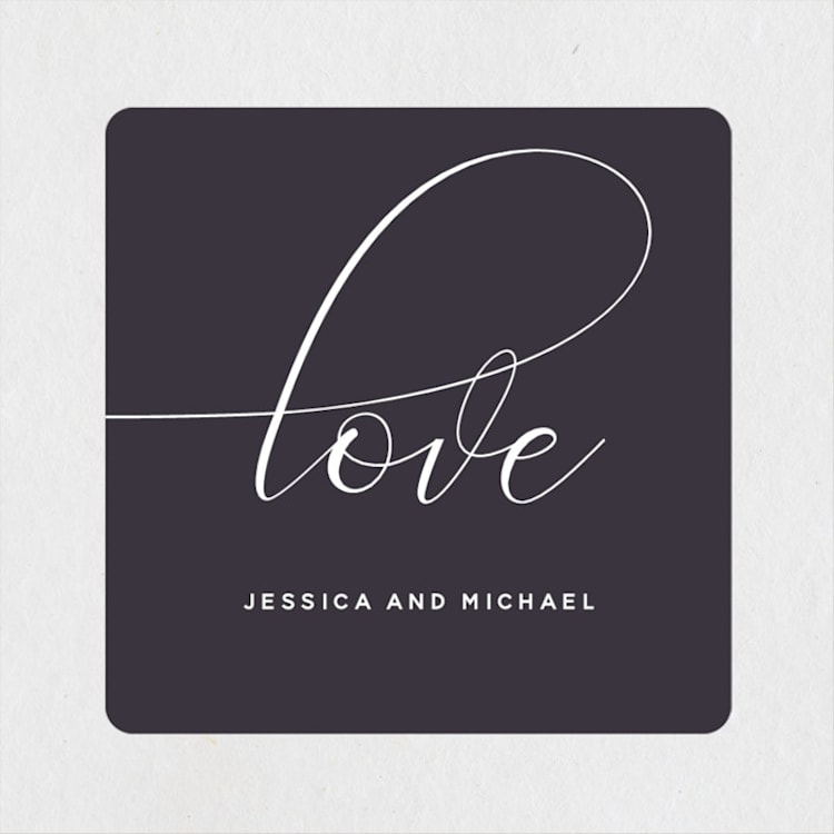 "Right Side" - Wedding Favor Stickers in Blackberry by Susan Brown - Front