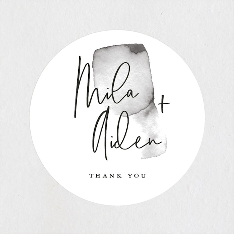 "Moxie" - Wedding Favor Stickers in Ink by Design Lotus - Front