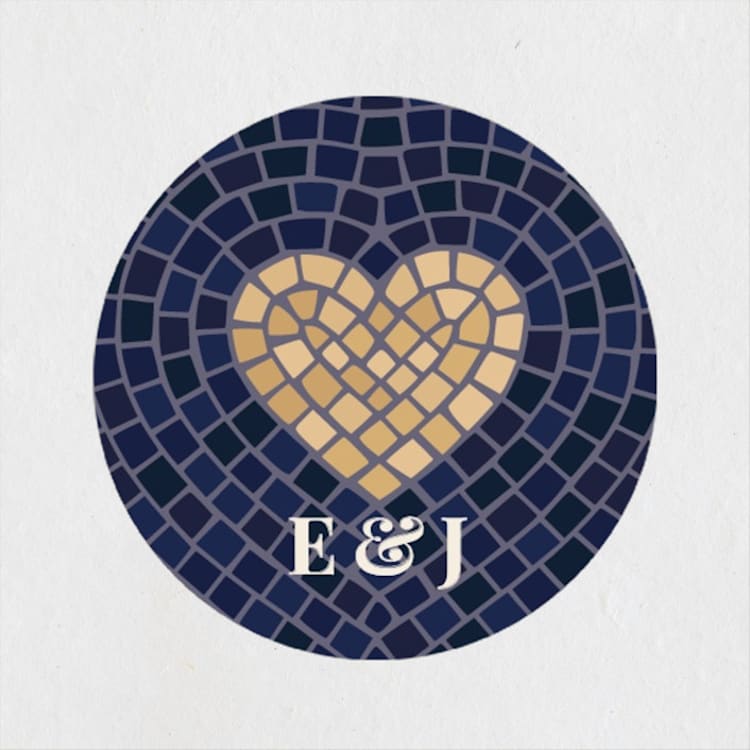 "Mosaic" - Wedding Favor Stickers in Navy by GeekInk Design - Front