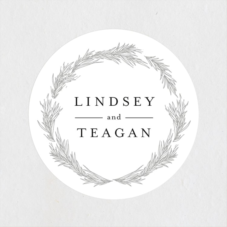 "Little Wreath" - Wedding Favor Stickers in Pearl by Phrosné Barwood - Front