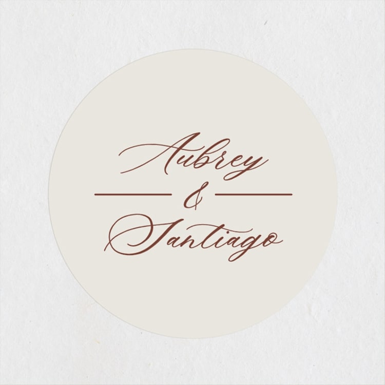 "Streamlined" - Wedding Favor Stickers in Nutmeg by Nicole Barreto - Front