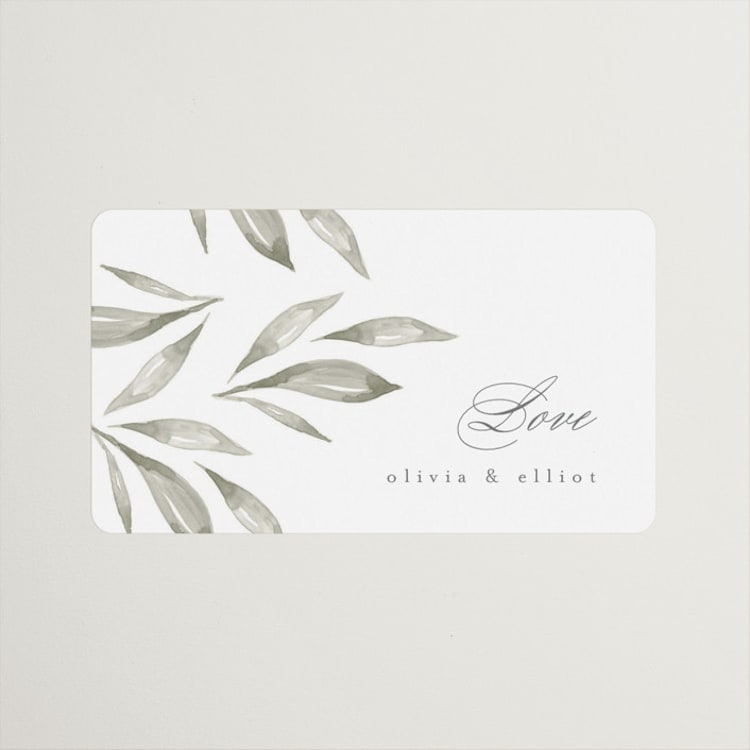 "Whispered Leaves" - Wedding Favor Stickers in Leaf by Kristie Kern - Front