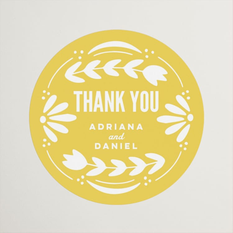 "Pretty Picado" - Wedding Favor Stickers in Sunshine by Jessie Steury - Front