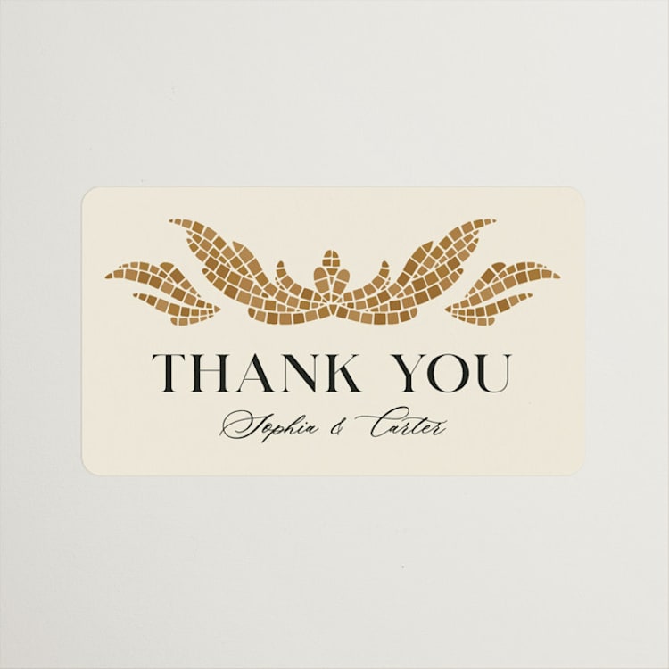 "Floral mosaic" - Wedding Favor Stickers in Sand by GeekInk Design - Front