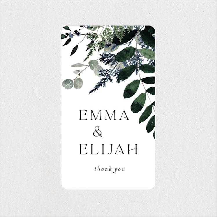 "On and On" - Wedding Favor Stickers in Botanical Bouquet by Design Lotus - Front