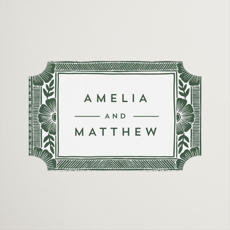 "Block Print Frame" - Wedding Favor Stickers in Fern by Katharine Watson - Front