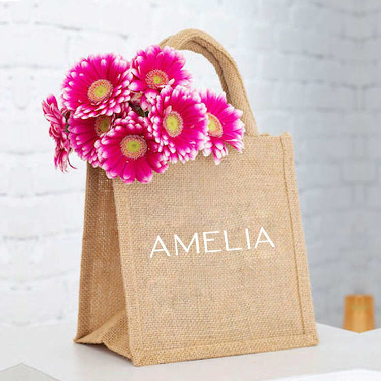 "SMALL Personalized Bridesmaid Gift Bags" - Welcome Bags in white by Veronica Esquino