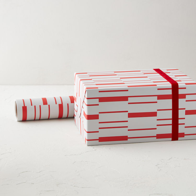 "Abstract Candy Cane" - Wrapping Paper Roll in Crimson by Kelsey Walker