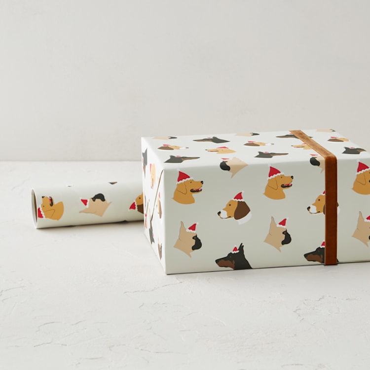 "Christmas Dogs" - Wrapping Paper Roll in Slate by Marni Cutler Vining