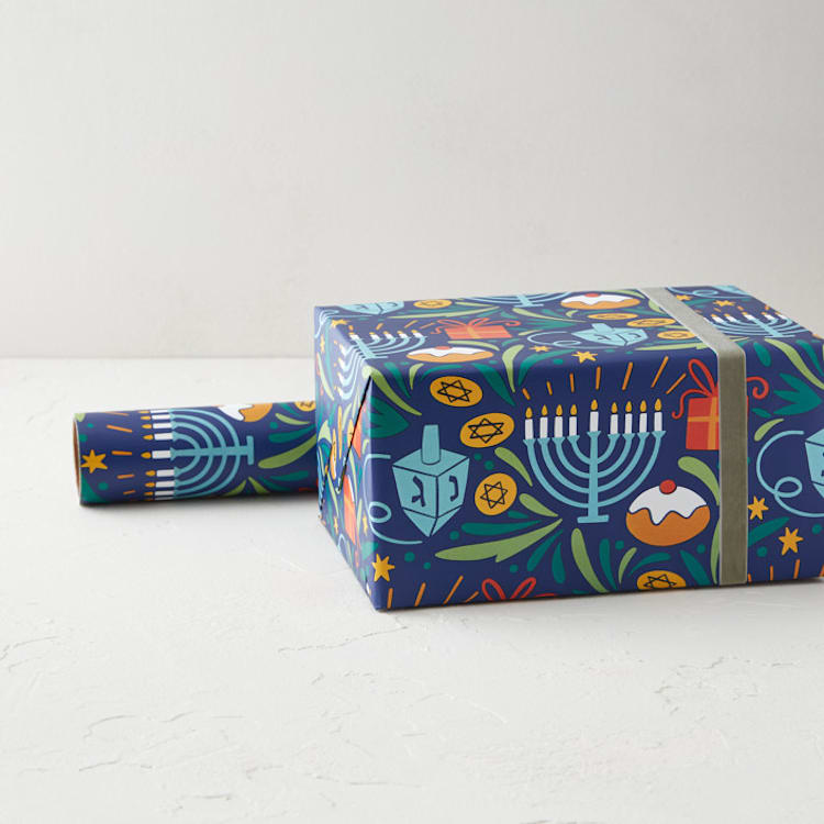 "Hanukkah symbols" - Wrapping Paper Roll in Frost by Natalia Gonzalez