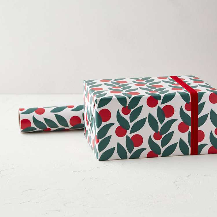 "Leaves and Berries Cutout" - Wrapping Paper Roll in Classic by Carolyn MacLaren