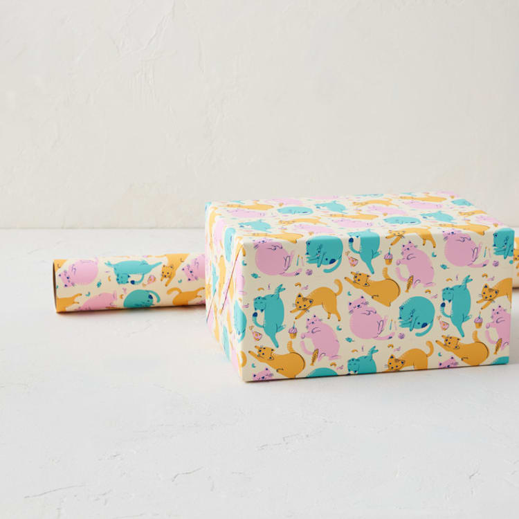 "Party Cats" - Wrapping Paper Roll in Bright by Shannon Chen of Four Wet Feet Studio