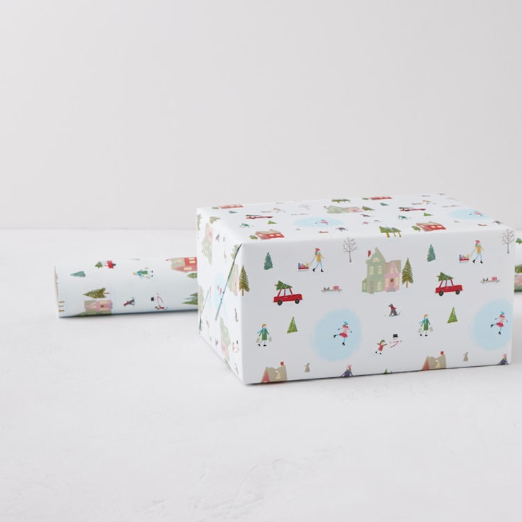 "winter town" - Wrapping Paper Roll in Frost by Elizabeth Bishop