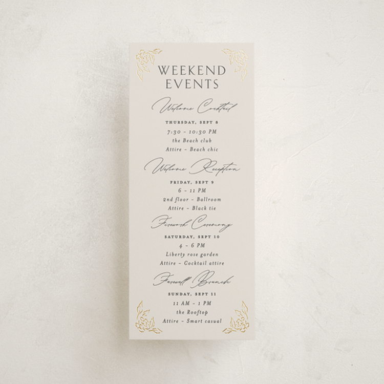 "dancing in the garden" - Wedding Weekend Itinerary Cards in Blush Meadow by Grae - Front