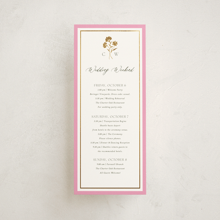 "Bright Garden" - Wedding Weekend Itinerary Cards in Garden by Yaling Hou Suzuki - Front
