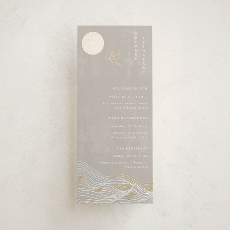"Asahi" - Wedding Weekend Itinerary Cards in Ash by Jelena Vuletic - Front