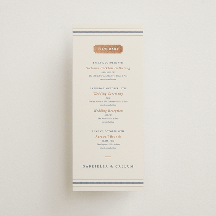 "Equestrian" - Wedding Weekend Itinerary Cards in Midnight by Sam Dubeau - Front