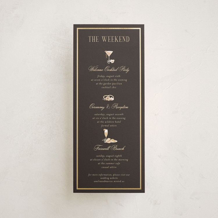 "Flouriishing" - Wedding Weekend Itinerary Cards in Blush by Susan Moyal - Front