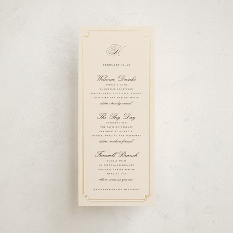 "lussekatter" - Wedding Weekend Itinerary Cards in Bisque by chocomocacino - Front