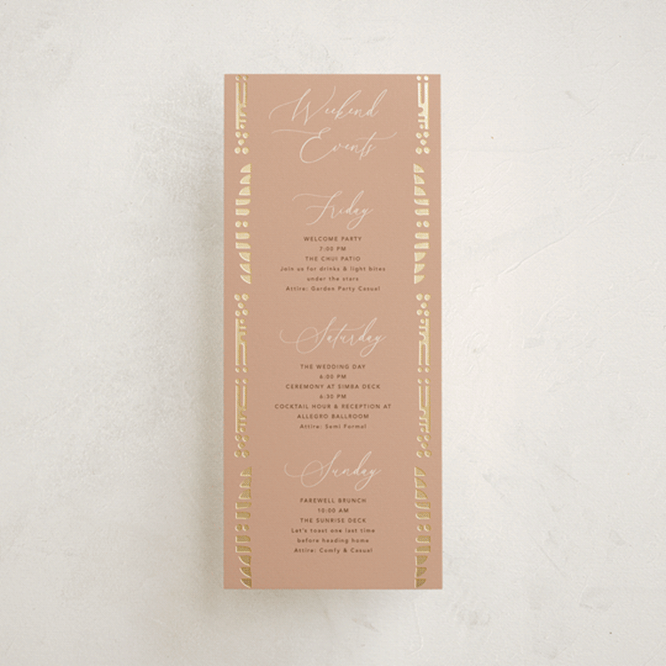"Cultured Element" - Wedding Weekend Itinerary Cards in Sahara by David Michuki - Front