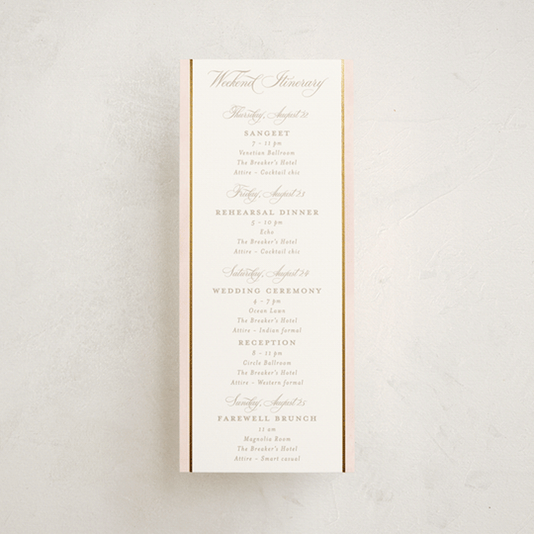 "Amalgamation" - Wedding Weekend Itinerary Cards in Shubh by Creo Study - Front