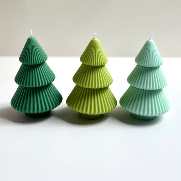 "Green Christmas Trees Set of 3" - Christmas Decorations in green by Over By The Moon