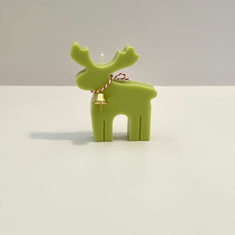 Green Reindeer Candle by Over By The Moon