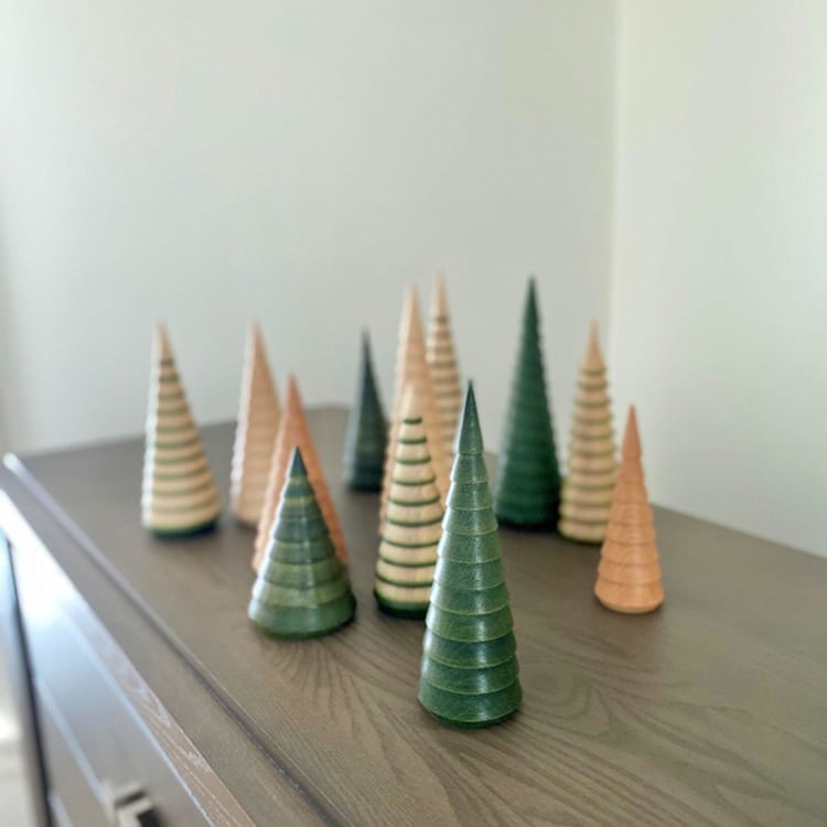 "Upcycled Baseball Bat Fir Forest- 20 unique trees" - Christmas Decorations in green by Ann Nygard