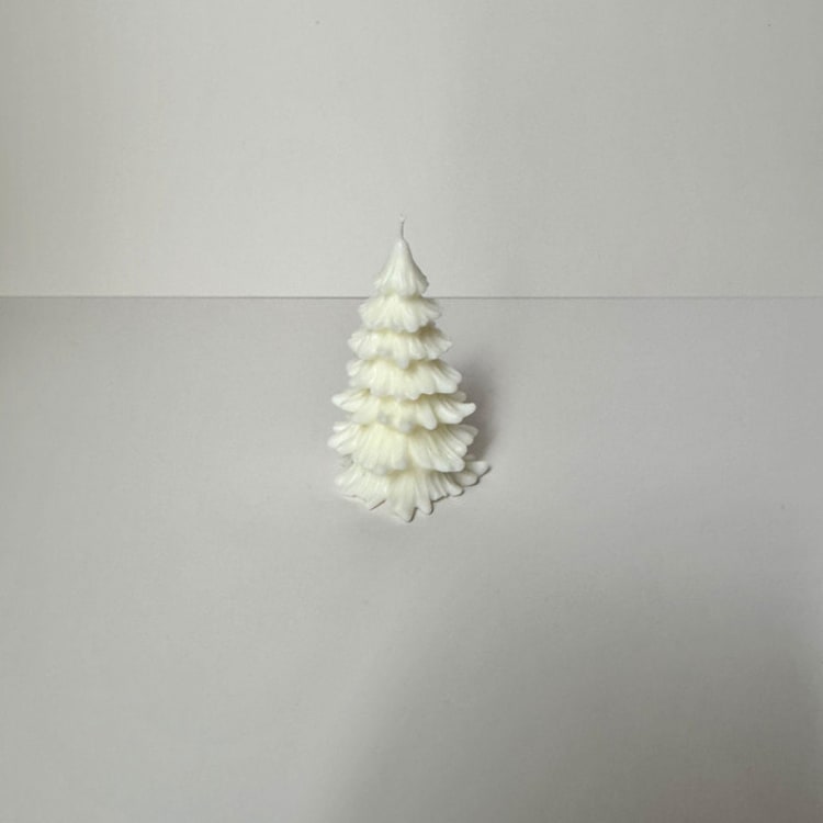 "Small White Christmas Tree Candle" - Christmas Decorations in white by Over By The Moon