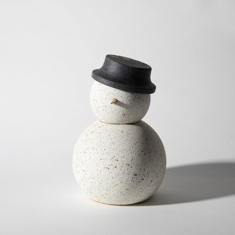 "Snowman Terrazzo Concrete Figurine with Brass Accent" - Christmas Decorations in white by Pretti.Cool