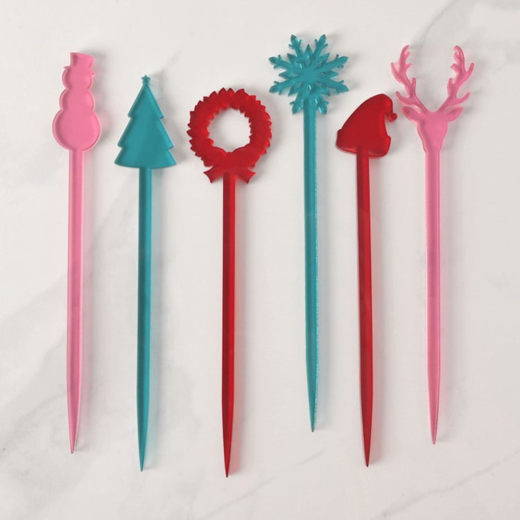 "Christmas Delight Stir Sticks" - Christmas Decorations in red by Em and Me Studio
