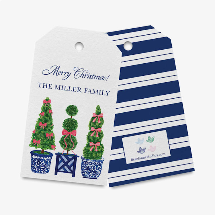 "Topiary Trio Christmas Personalized Gift Tags" - Holiday Gift Tags in green by Liesel Anne