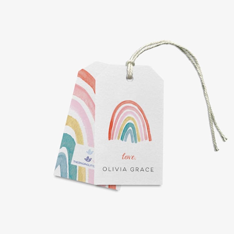 "Personalized Boho Rainbow Gift Tags (Set of 24)" - Holiday Gift Tags in multicolor by Liesel Anne