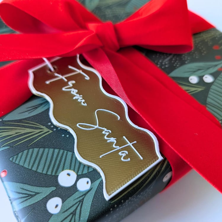 "From Santa Gift Tags, Set of 2" - Holiday Gift Tags in brass by Corduroy Effect