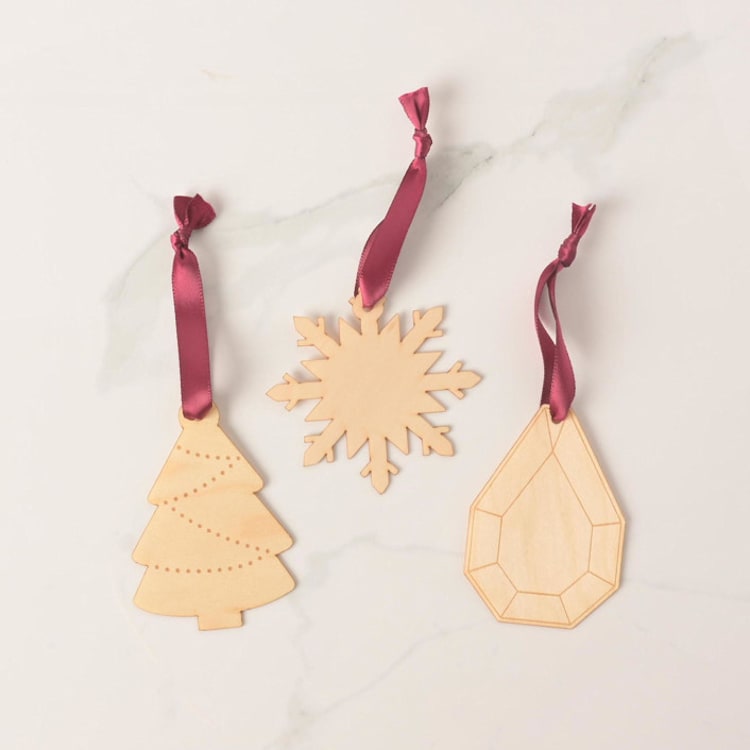 "Large Wood Gift Tags, set of 6" - Holiday Gift Tags in red by Em and Me Studio