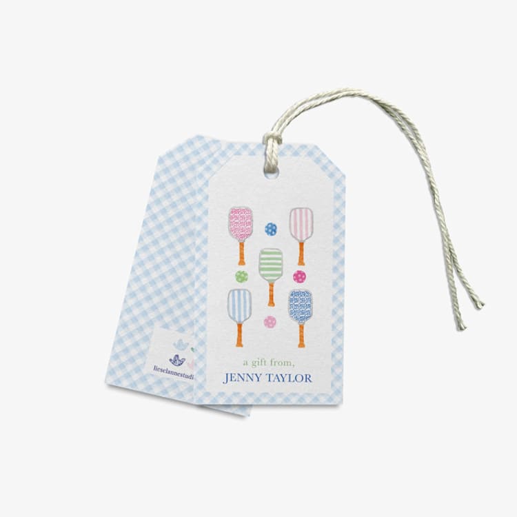 "Pickleball Personalized Gift Tags" - Holiday Gift Tags in blue by Liesel Anne