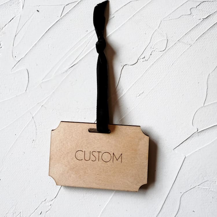 "Personalized Wooden Name Plate Gift Tag" - Holiday Gift Tags in beige by Left Grain