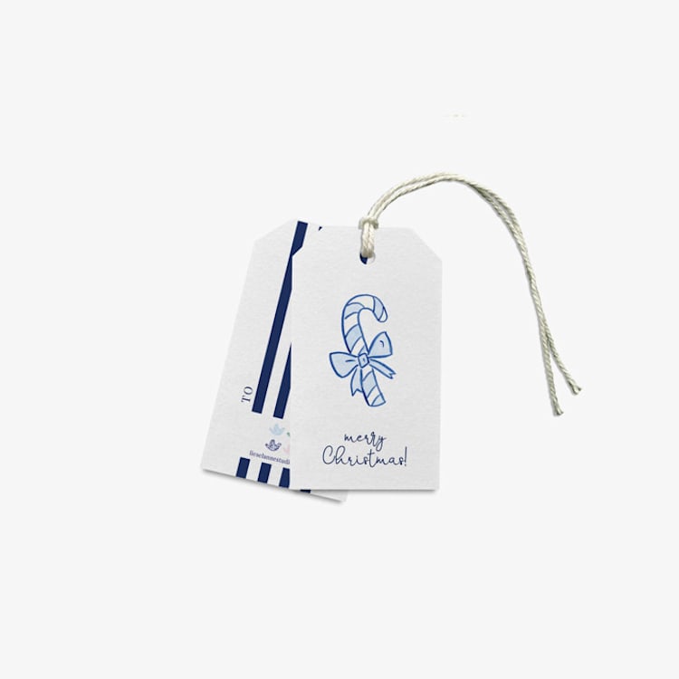 "Blue Candy Cane Gift Tags (Set of 24)" - Holiday Gift Tags in blue by Liesel Anne