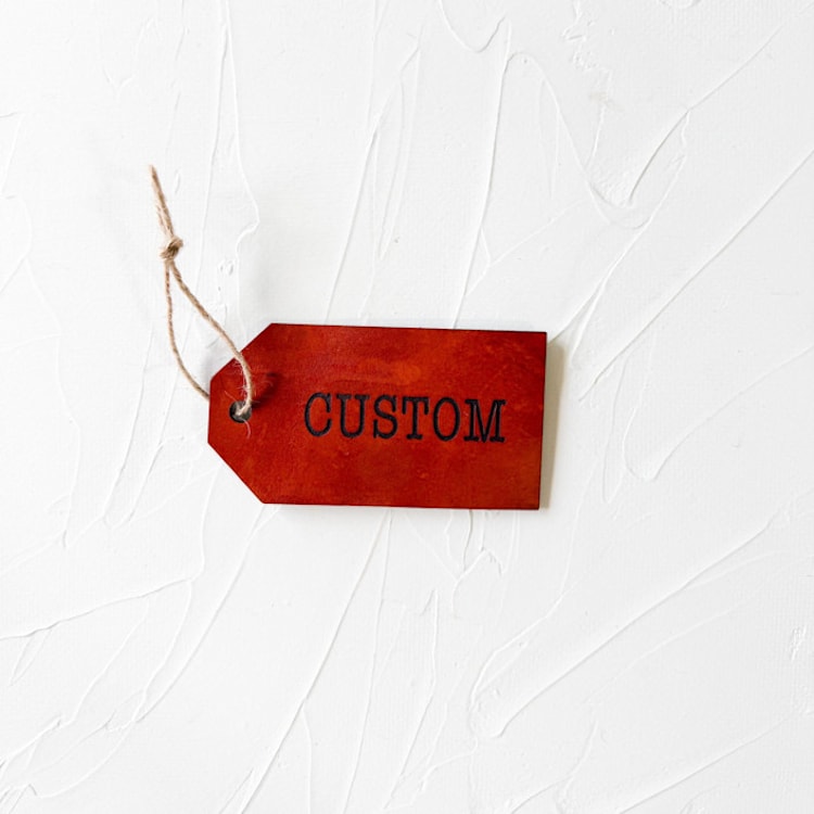 "Personalized Leather Gift Tag, Set of 4" - Holiday Gift Tags in brown by Left Grain