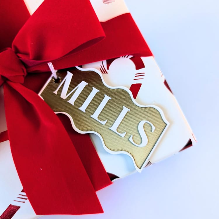 "Personalized Swiggle Gift Tag" - Holiday Gift Tags in brass by Corduroy Effect