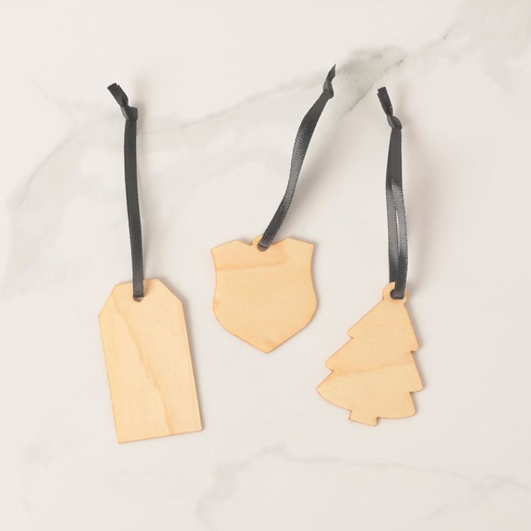 "Small Wood Gift Tags, set of 6" - Holiday Gift Tags in black by Em and Me Studio
