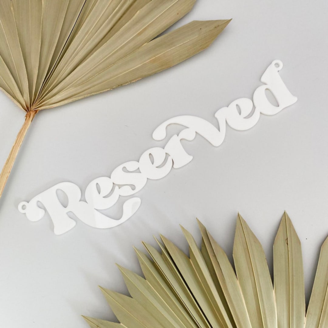 "Reserved Seat Sign • White" - Aisle and Chair Decor in white by Haven Print Co.