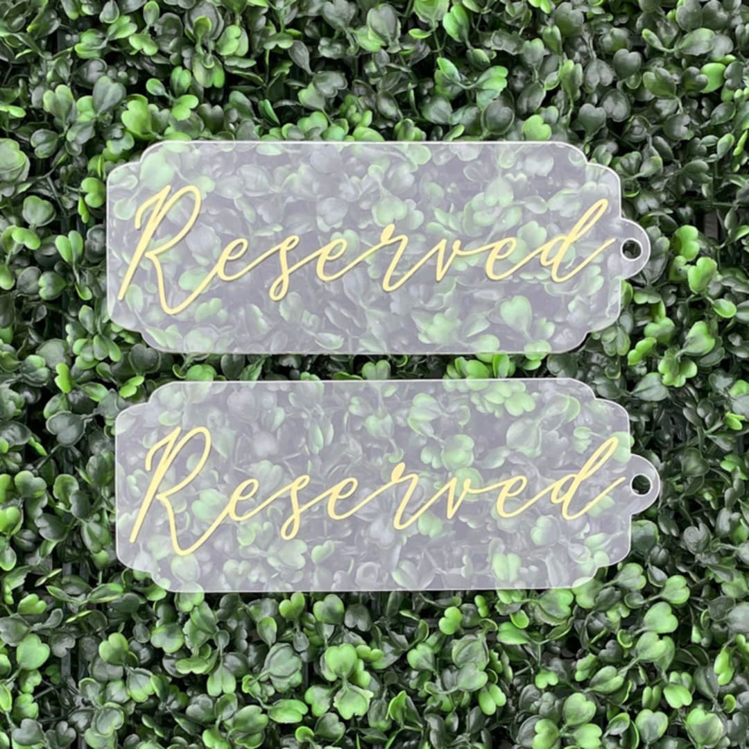Reserved Sign SET of TWO Signs | Acrylic With Gold Font