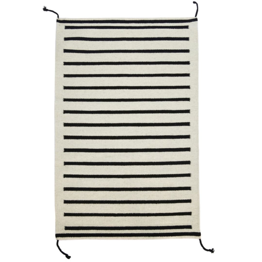 "Zapotec Black and Ivory Striped Rug #2, Size 2'x3'" - Accent Rugs in black by Archive New York