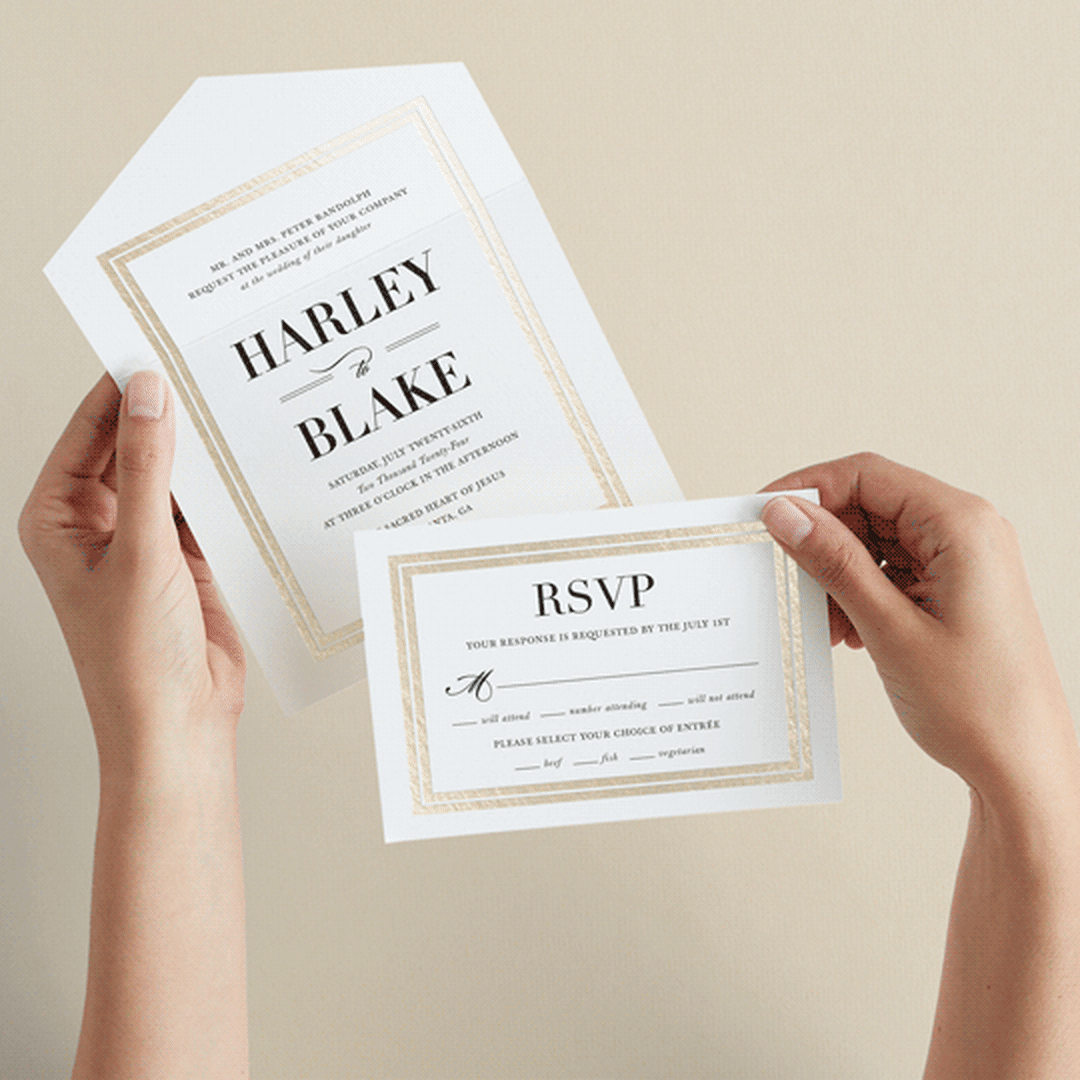 "Gilded Frame" - Savvy Wedding Invitations in Golden by Stacey Meacham - Animated View