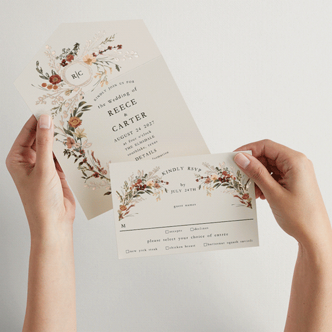 "Monogrammed Floral" - Savvy Wedding Invitations in Harvest by Susan Moyal - Animated View