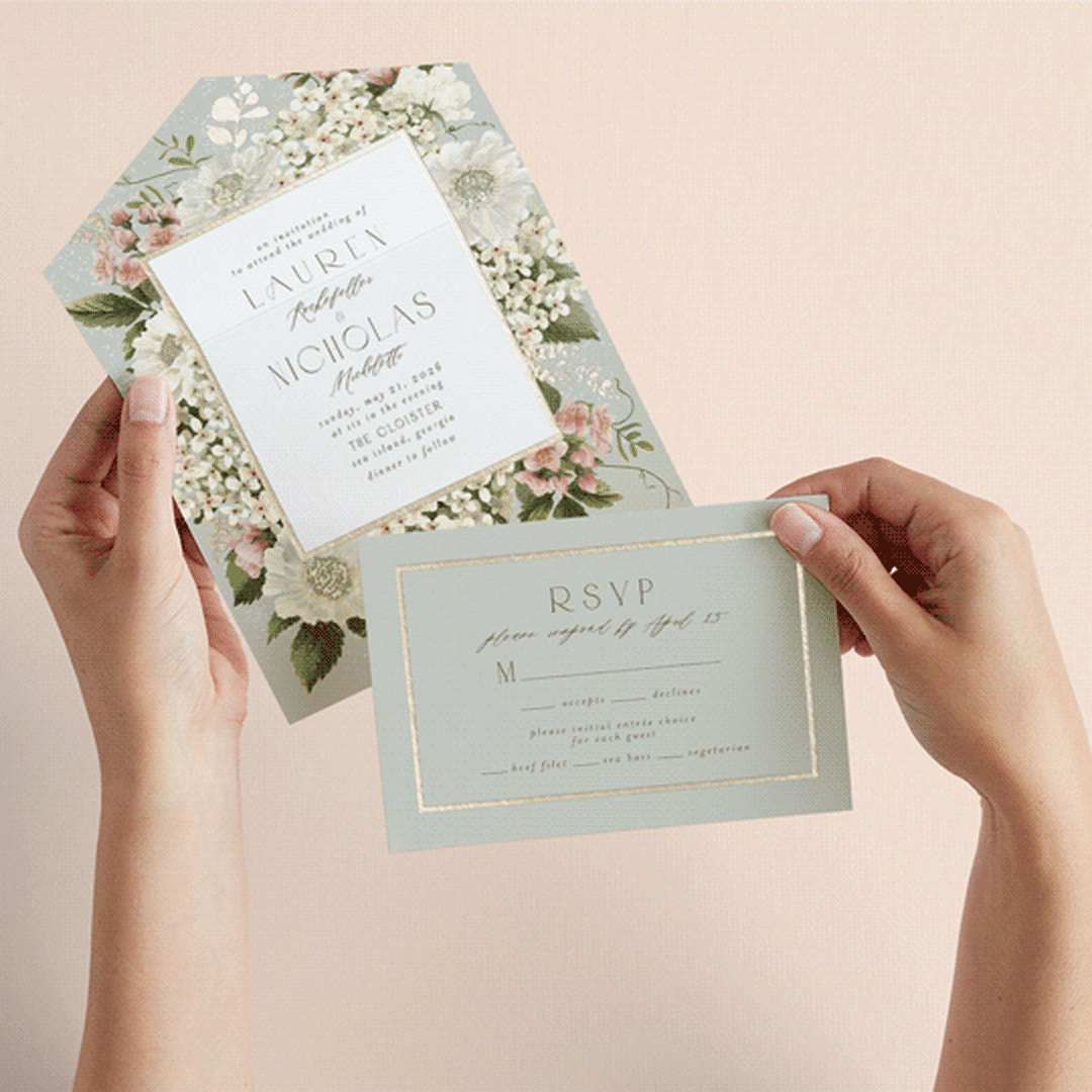 "Floral Tribute" - Savvy Wedding Invitations in Moss by Chris Griffith - Animated View