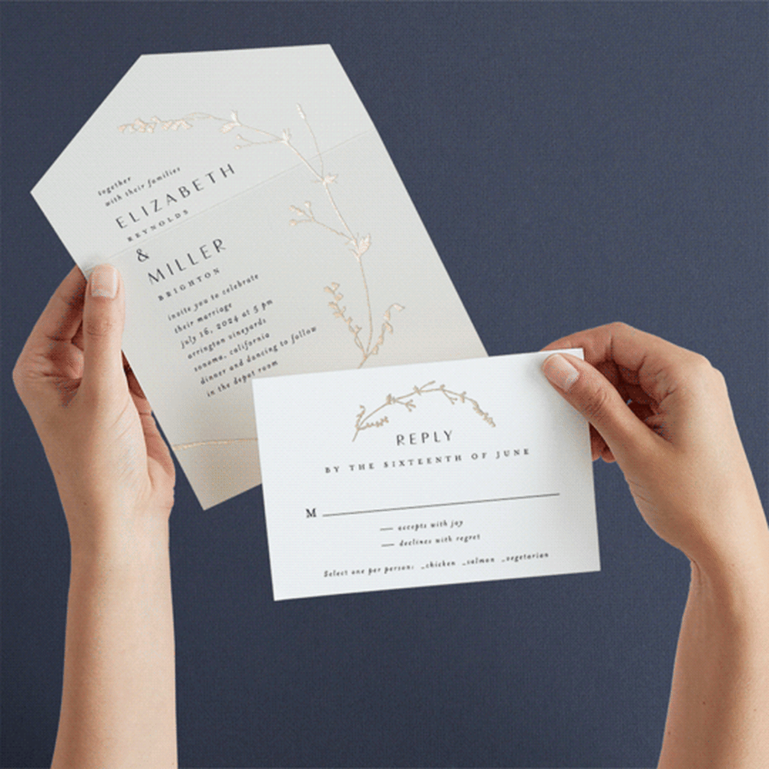 "Vine Wrap" - Savvy Wedding Invitations in Cotton by Amy Kross - Animated View