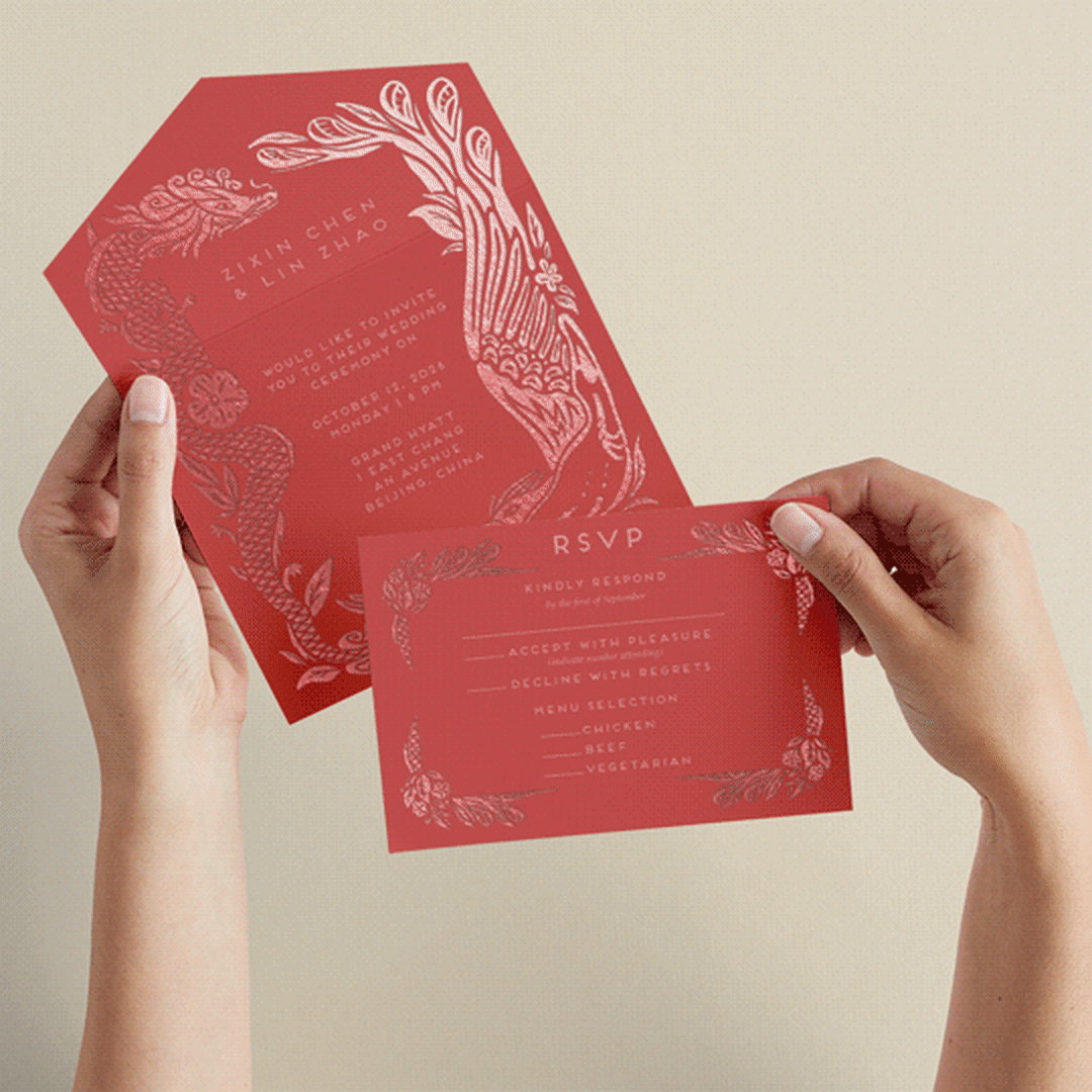 "Fiery" - Savvy Wedding Invitations in Ruby by Ghia Designs - Animated View