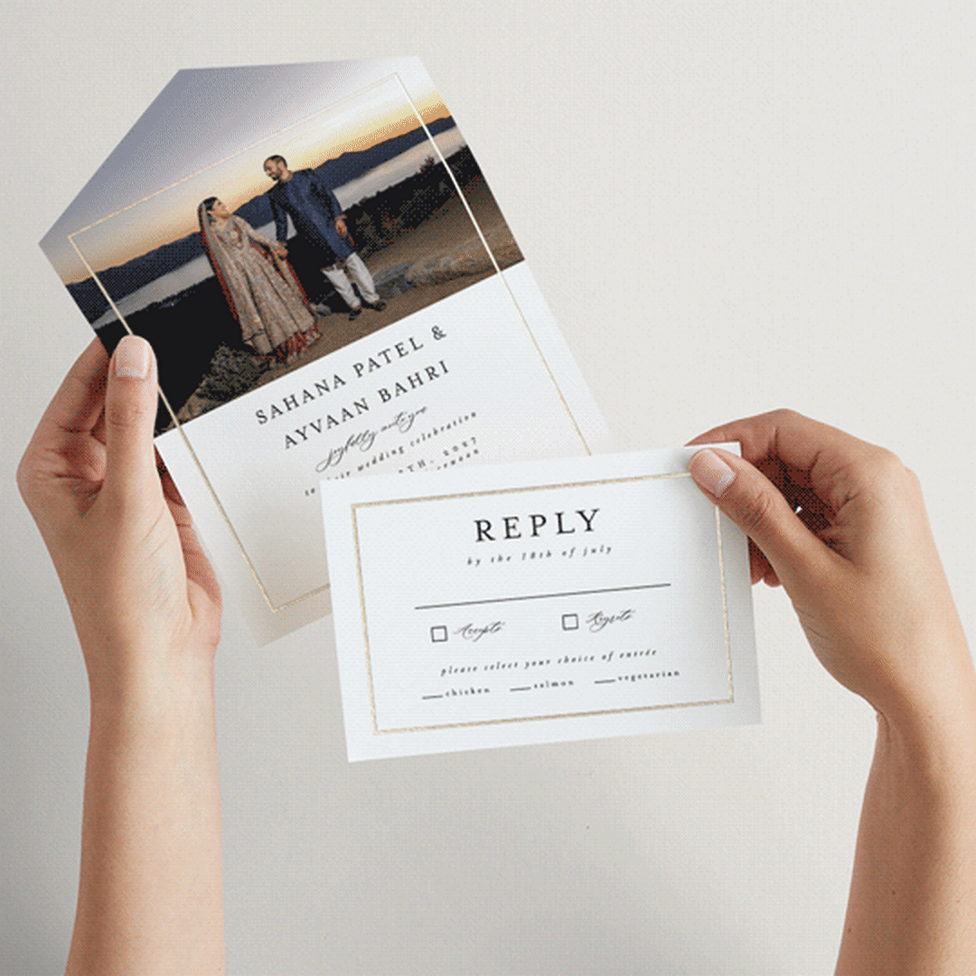 "Gilded Frame" - Savvy Wedding Invitations in Pearl by Nicole Walsh - Animated View